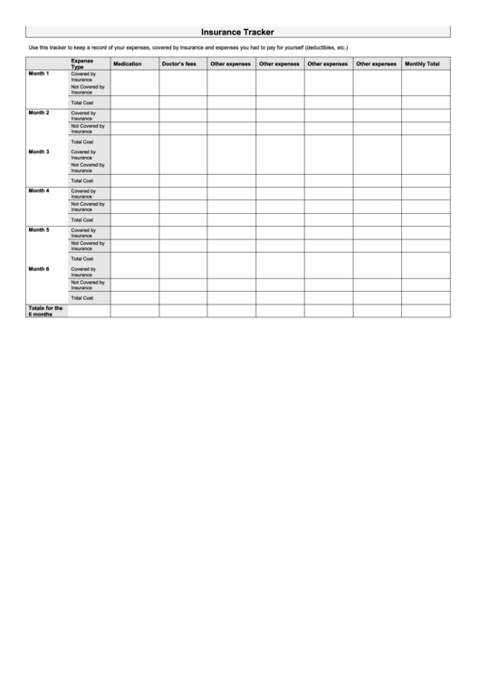 Insurance Tracker Printable pdf