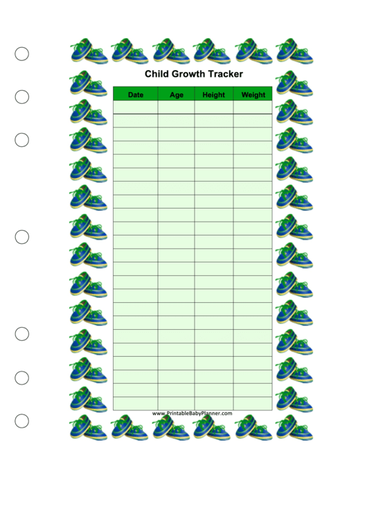 Child Growth Tracker Printable pdf