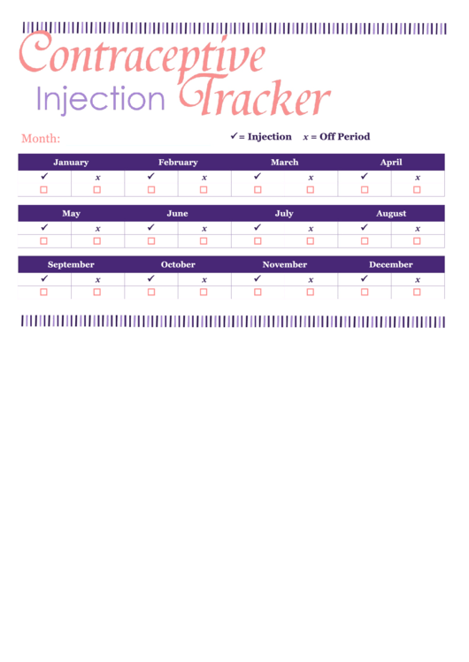 Contraceptive Injection Tracker Printable pdf