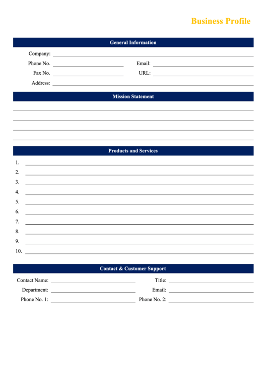 Business Profile Template Printable pdf