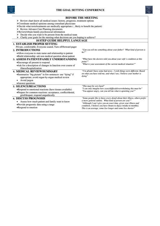 The Goal Setting Conference Printable pdf