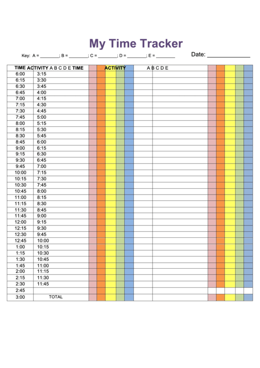 My Time Tracker Printable pdf