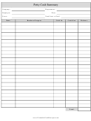 Petty Cash Summary Template