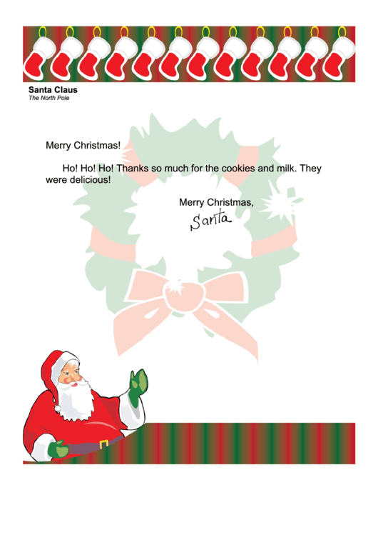 Santa Letter Template - Thanks For Cookies Printable pdf