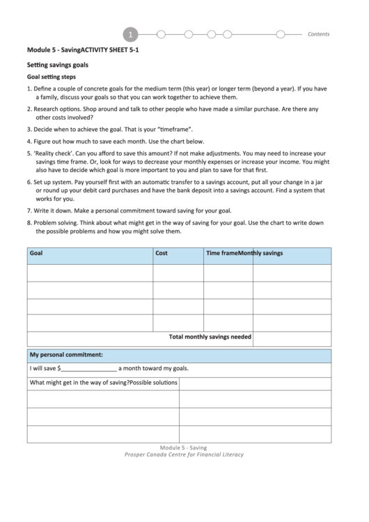 Goal Setting Steps Printable pdf