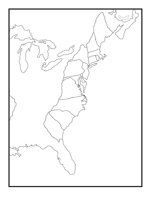 Map Of Thirteen Colonies Template Printable pdf