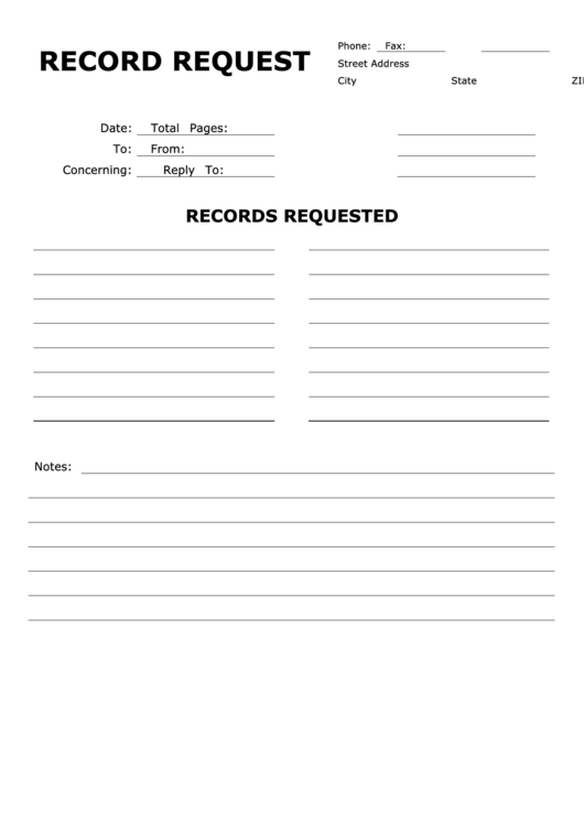 Records Request Form Printable pdf