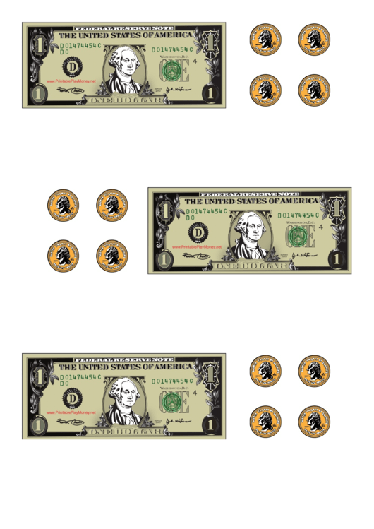 Dollar Bill And Coin Templates Printable pdf