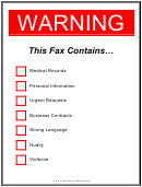 Warning Fax Cover Sheet