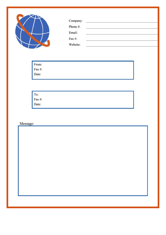 Globe - Fax Cover Sheet Template Printable pdf