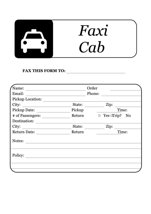 Taxi - Fax Cover Sheet