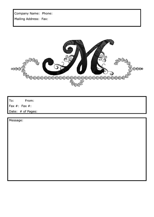 Monogram M Fax Cover Sheet Template Printable pdf