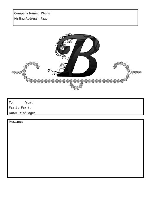 Monogram B Fax Cover Sheet Template