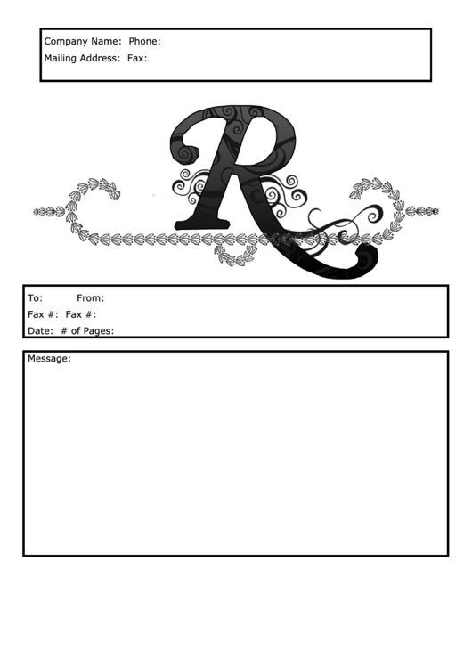 Monogram R Fax Cover Sheet Template