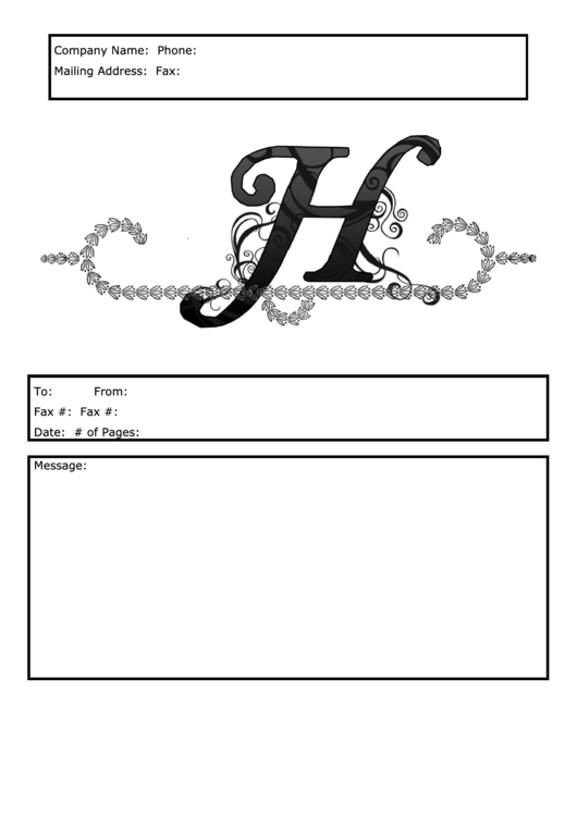 Monogram H Fax Cover Sheet Template Printable pdf