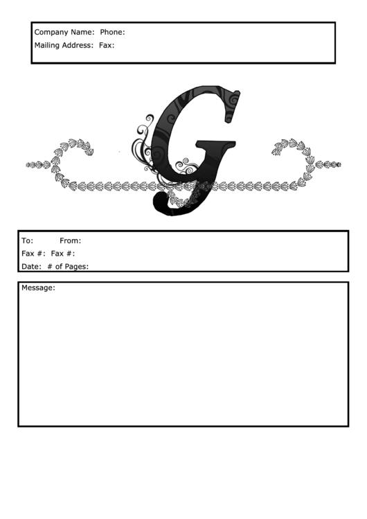 Monogram G Fax Cover Sheet Template Printable pdf