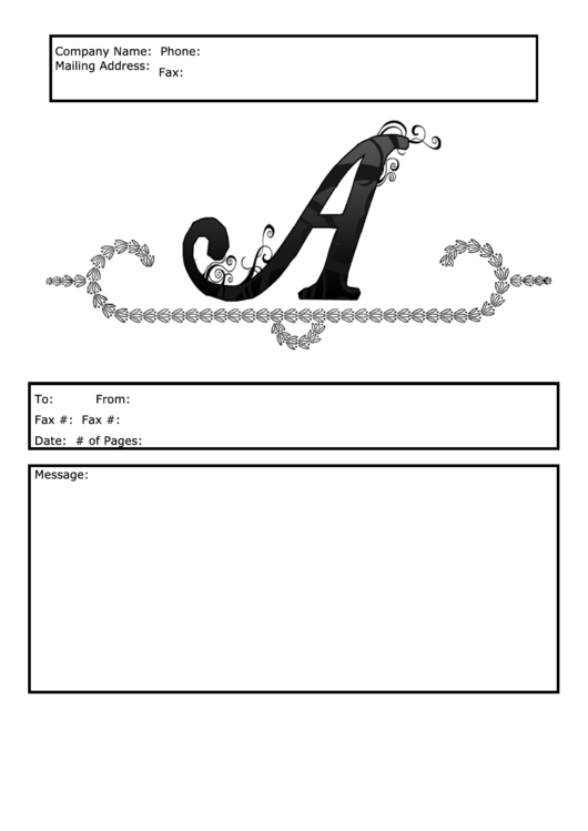 Monogram A Fax Cover Sheet Template Printable pdf