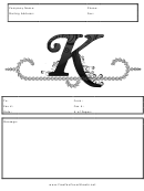 Monogram K Fax Cover Sheet Template