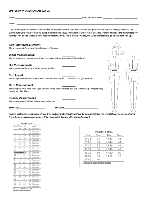 Fillable Uniform Measurement Guide Printable pdf