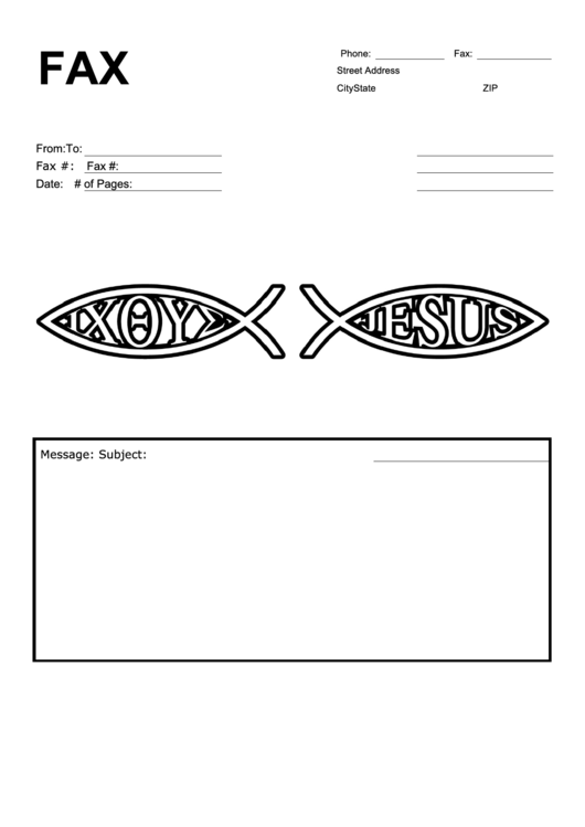 Fax Cover Sheet Template - Jesus Fish Printable pdf
