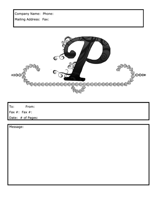 Monogram P Fax Cover Sheet Template Printable pdf