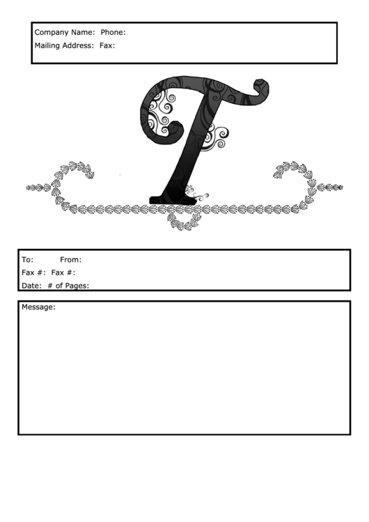 Monogram T Fax Cover Sheet Template Printable pdf