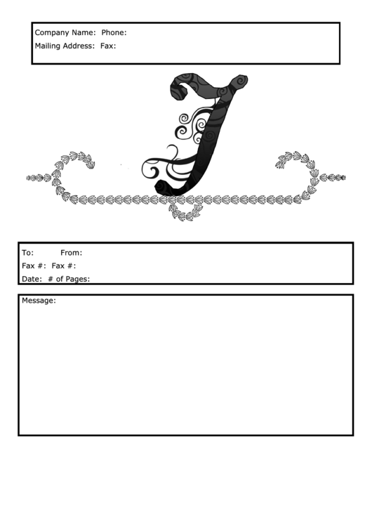 Monogram J Fax Cover Sheet Template Printable pdf
