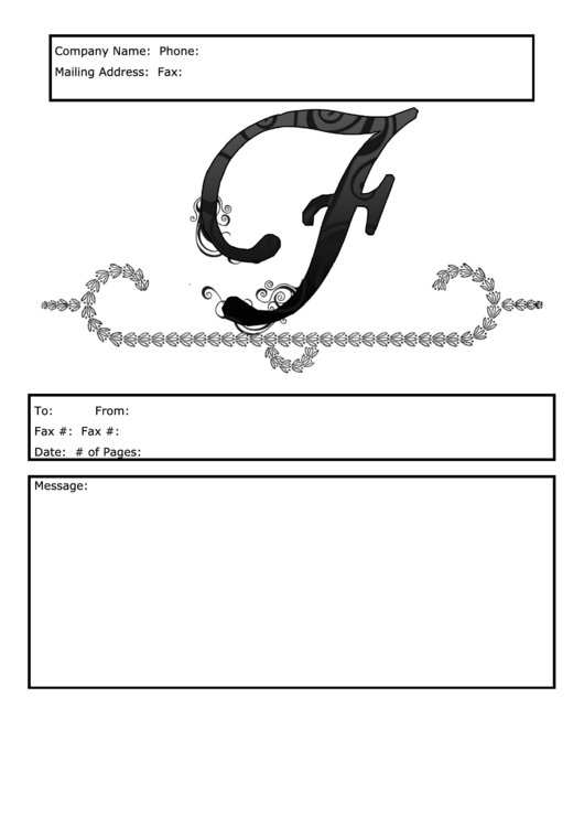 Monogram F Fax Cover Sheet Template Printable pdf