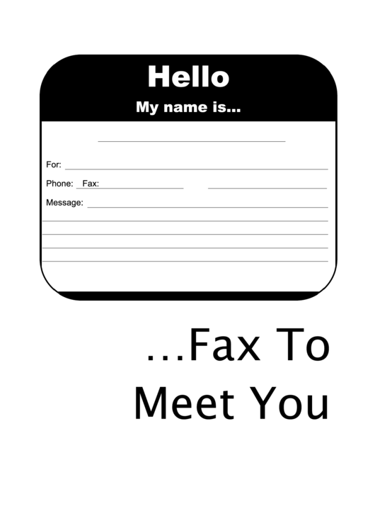 Hello My Name Is Template Printable pdf