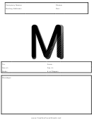 Monogram M Fax Cover Sheet Template - Black And White
