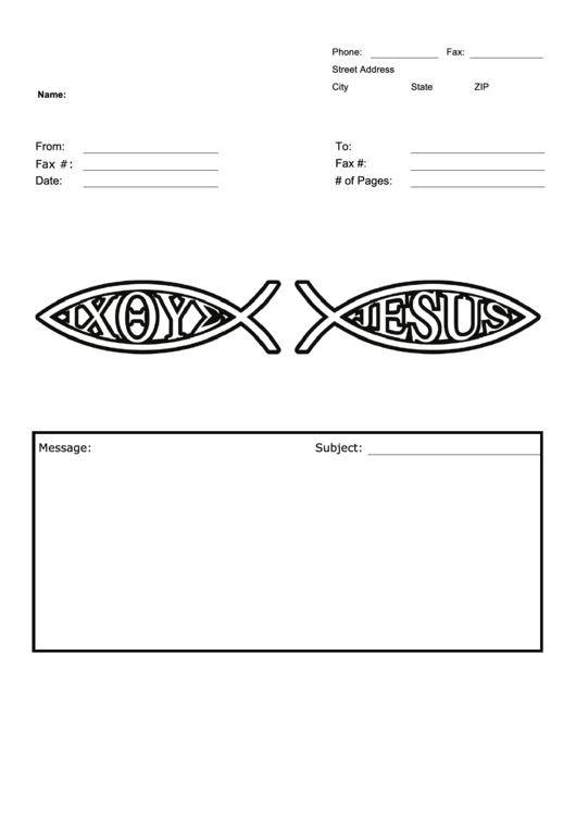 Jesus Fish - Fax Cover Sheet Printable pdf