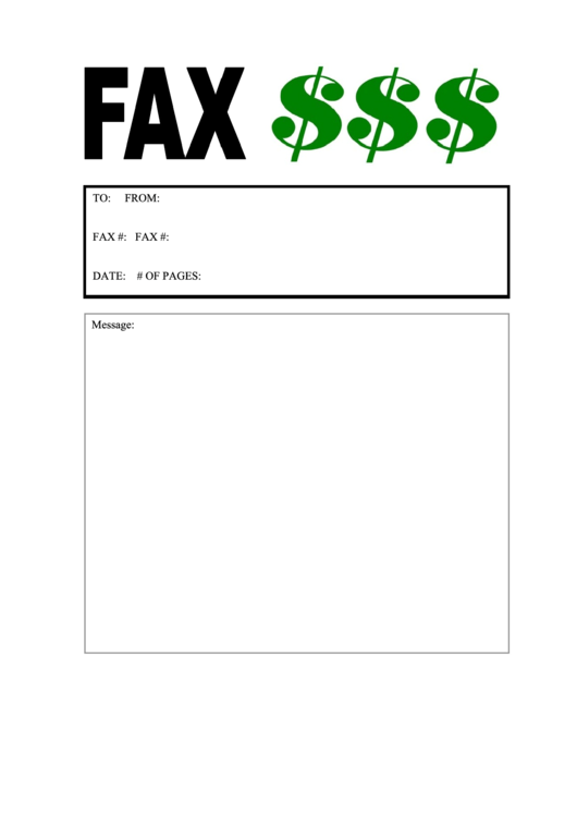 Money - Fax Cover Sheet Printable pdf