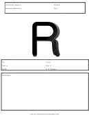 Monogram R Fax Cover Sheet Template - Black And White