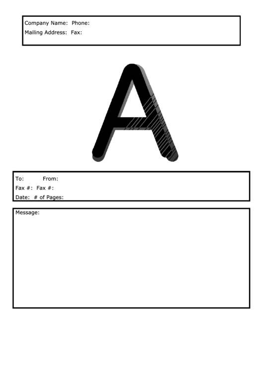 Monogram A Fax Cover Sheet Template - Black And White Printable pdf