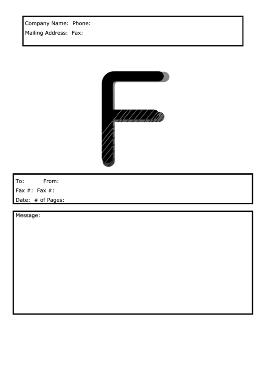 Monogram F Fax Cover Sheet Template - Black And White Printable pdf