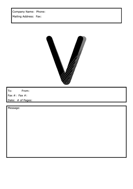 Monogram V Fax Cover Sheet Template - Black And White Printable pdf