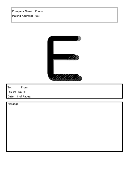 Monogram E Fax Cover Sheet Template - Black And White Printable pdf