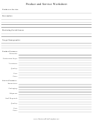 Product And Service Worksheet Template