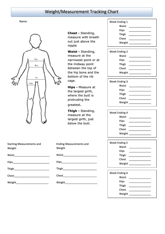 Weight/measurement Tracking Chart Printable pdf