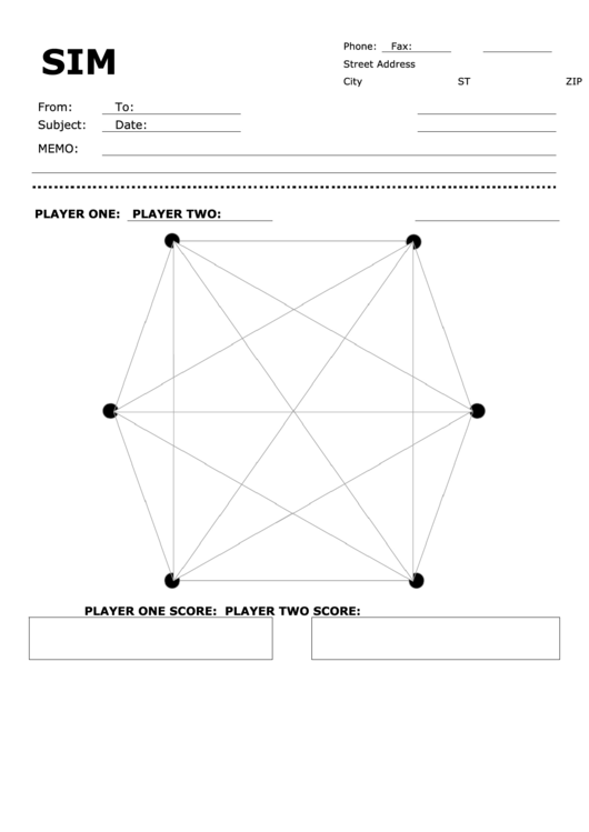 Games Fax Cover Sheet - Sim Printable pdf