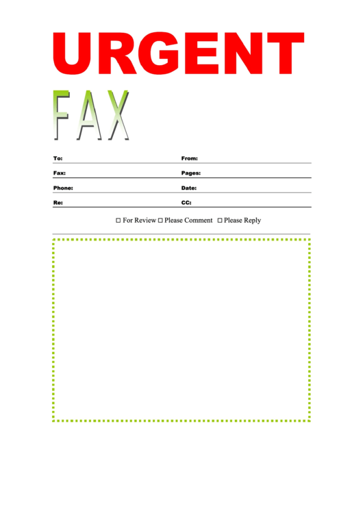 Fax Cover Sheet - Urgent Printable pdf