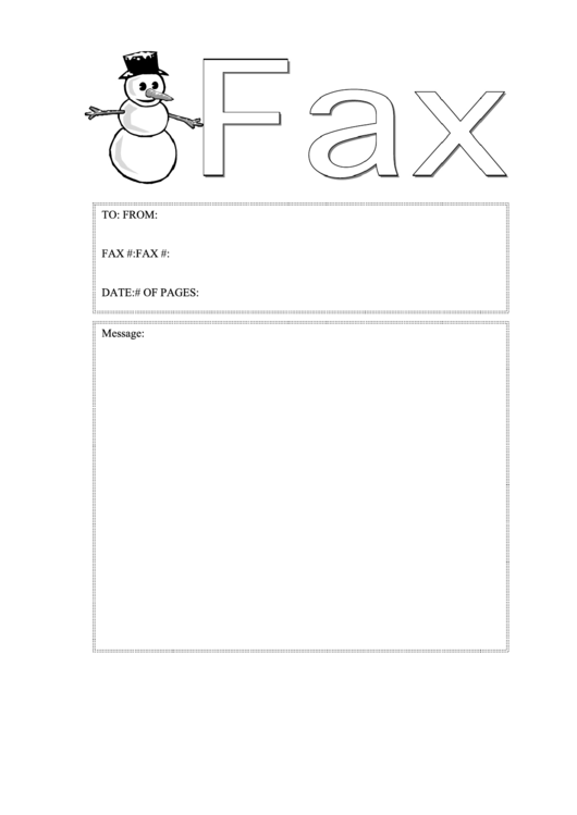 Snowman - Fax Cover Sheet Printable pdf