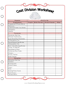Wedding Planner Template - Cost Division Worksheet