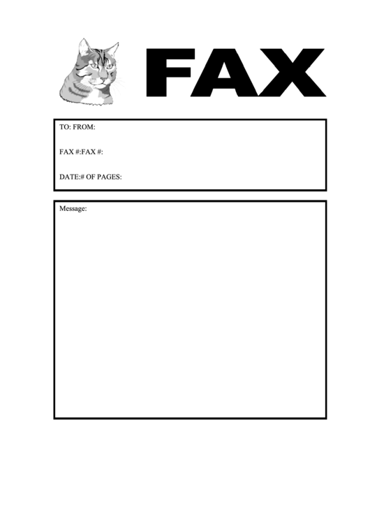 Cat - Fax Cover Sheet Printable pdf