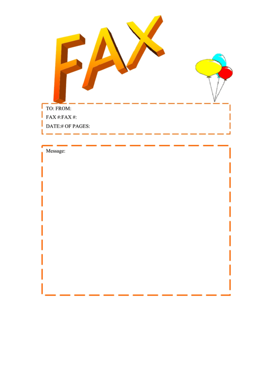 Balloons - Fax Cover Sheet Printable pdf