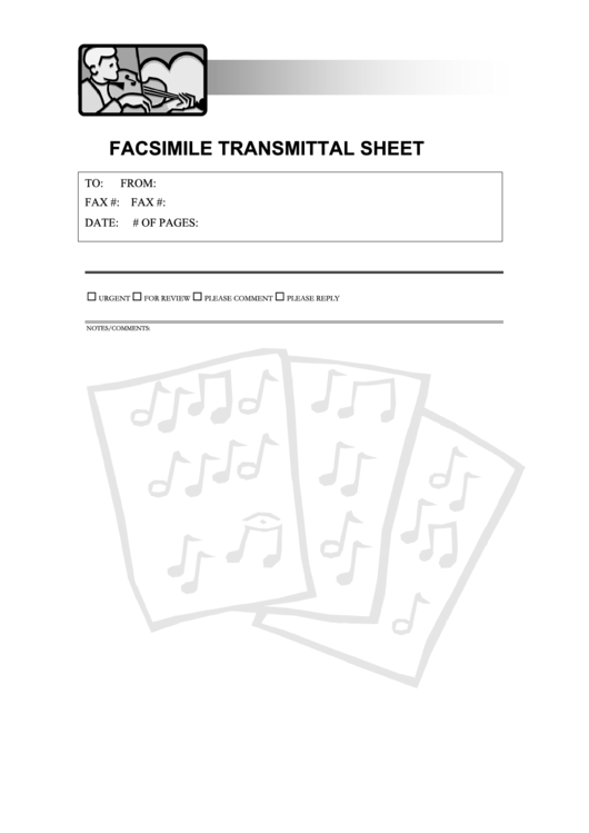 Music Fax Cover Sheet Printable pdf