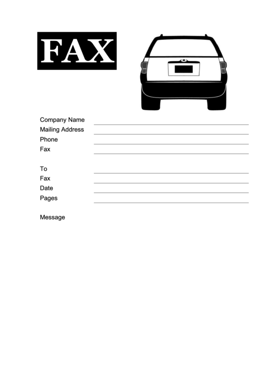 Car - Fax Cover Sheet Printable pdf