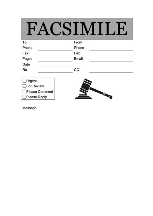 Facsimile Template - Legal Printable pdf