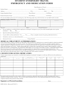 Student Overnight Travel Emergency And Medication Form