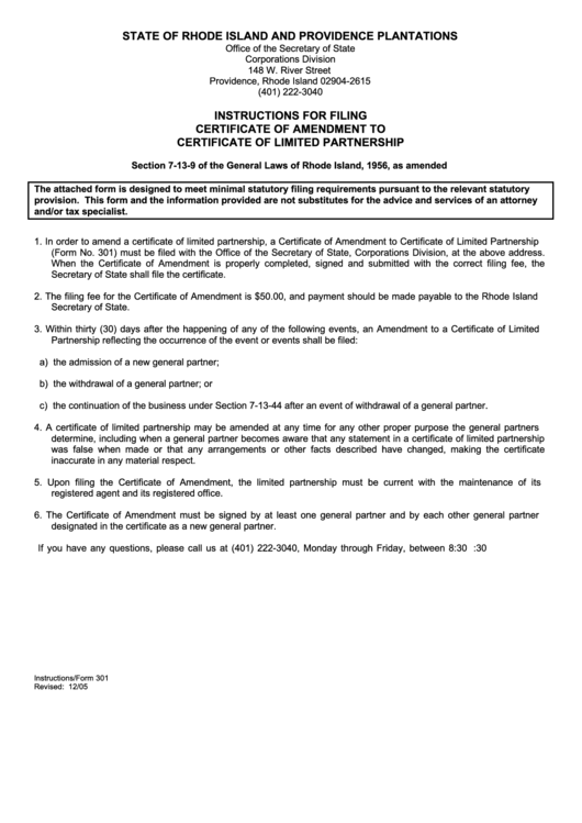 Fillable Certificate Form Of Amendment To Certificate Of Limited Partnership Printable pdf